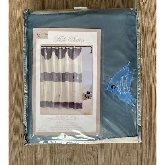 Victoria Classics Silky Fish Design Shower Curtain - Picture 1 of 5